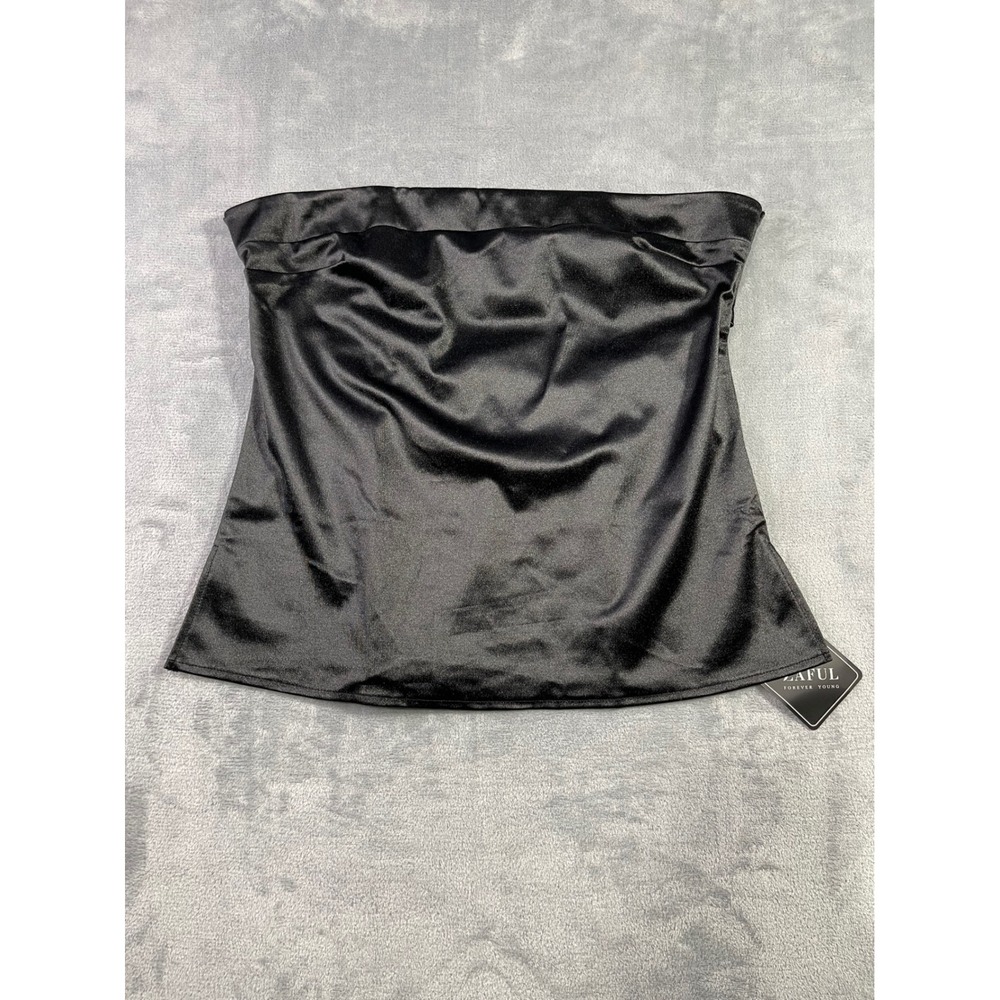Zaful Black Satin Tube Top Strapless Cutout Back Party Bodice New